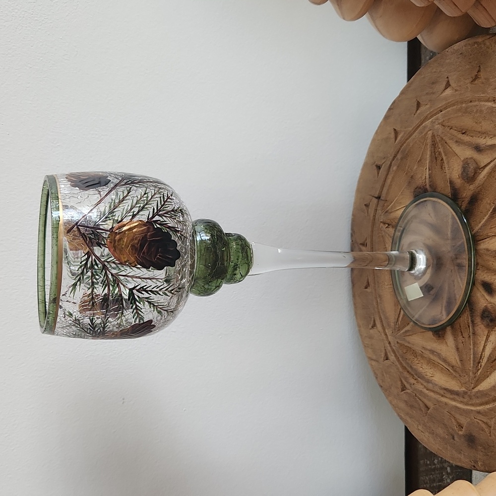 Crackle Stemmed Candle Holder